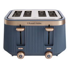 Russell Hobbs Toaster 4 Slice, Brontë Navy Stylish Matte & Champagne Design