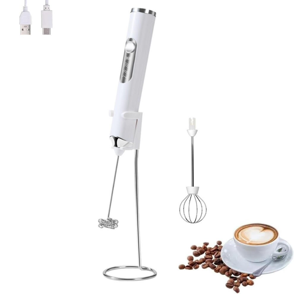 Fiousy Handheld Electric Milk Frother With 2 Heads Coffee Whisk Foam Mixer With Us