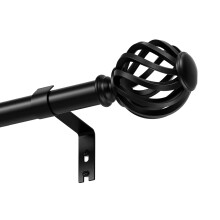 PeSenp Black Curtain Poles for Eyelet Curtains 95 to 249 cm, 16 mm Diameter Decorative Splicing Curtain Rod with Brackets and Finials for Bedroom, Li