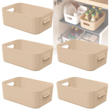 WH 5 PCS Orange Plastic Storage Boxes with Handle Small Plastic Baskets Rec