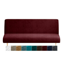 CHELZEN Velvet Futon Cover High Stretch Armless Couch Covers Spandex Fabric