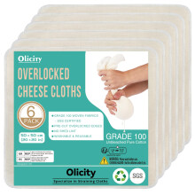 Olicity Cheese Cloths for Straining 50x50cm 6 Pack Unbleached Muslin Cloth