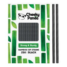 The Cheeky Panda Bamboo Paper Cocktail Straws | 250 Black Paper Cocktail Drinkin