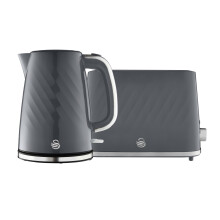 Swan Windsor Kitchen Set 17L Fast Boil Kettle 2 Slice Toaster Grey SK14611