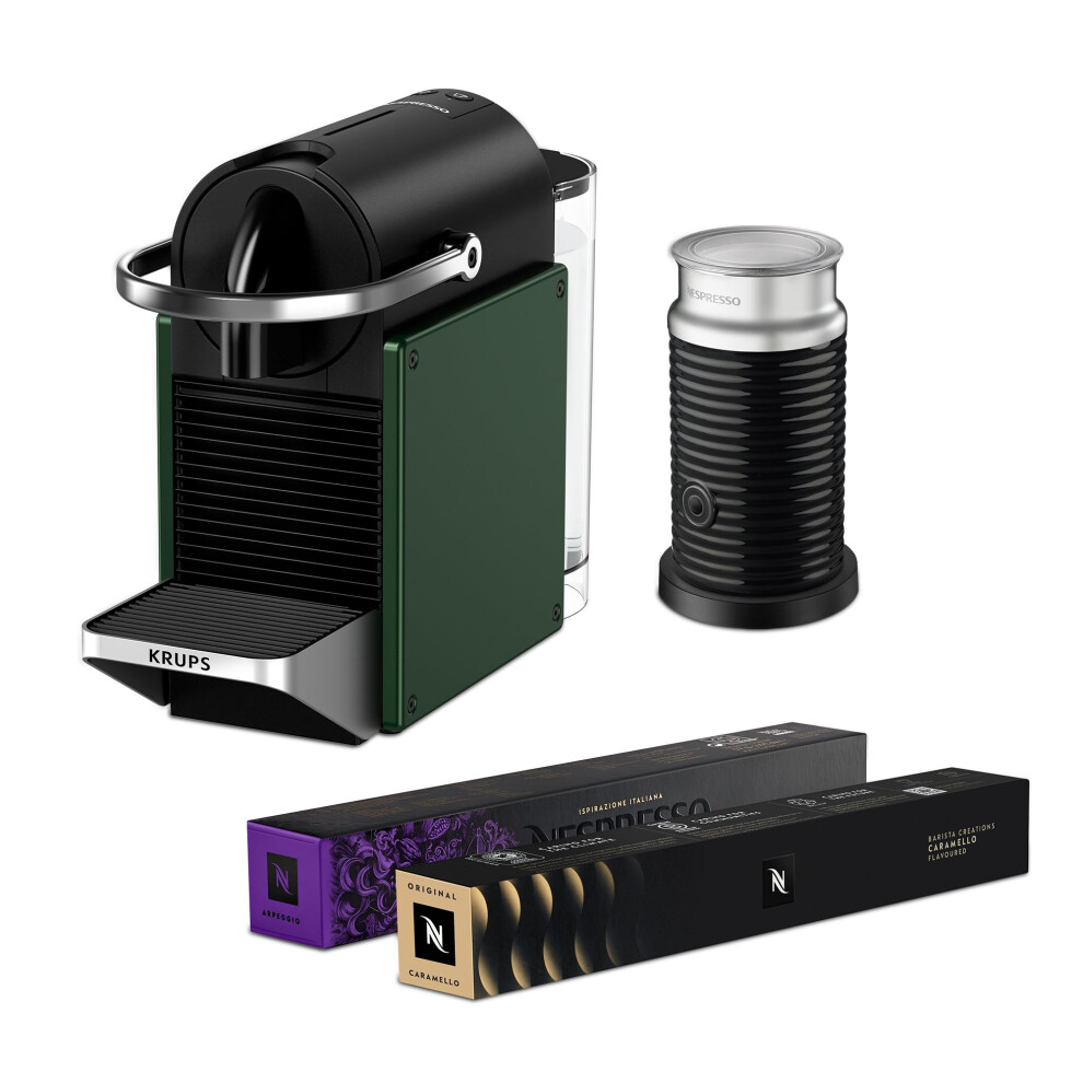 Nespresso Pixie Coffee Pod Machine Bundle By Krups Includes Milk Frother Ca