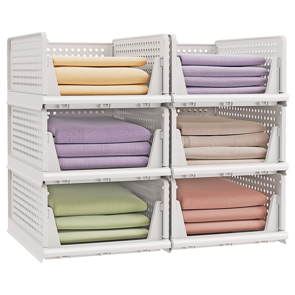 Songmics Stackable Wardrobe Storage Foldable Closet Organiser Set Of 6 Pull