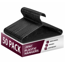 ZENO Plastic Coat Hangers 50 Pack Strong Hangers for Clothes Adult Coat H