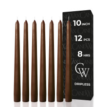 CANDWAX 8 inch Taper Candles Set of 12 Dinner Candles Dripless Tall Candl
