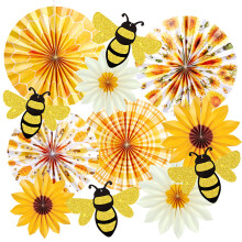 SUNBEAUTY 10PCS Reusable Christmas Paper Fans Decorations Classroom