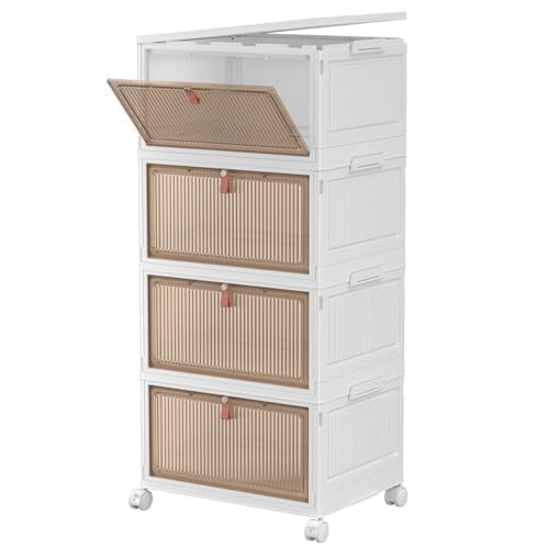 SavvyStor Storage Boxes with Lid  4Tier Plastic Storage Drawers Stackable B