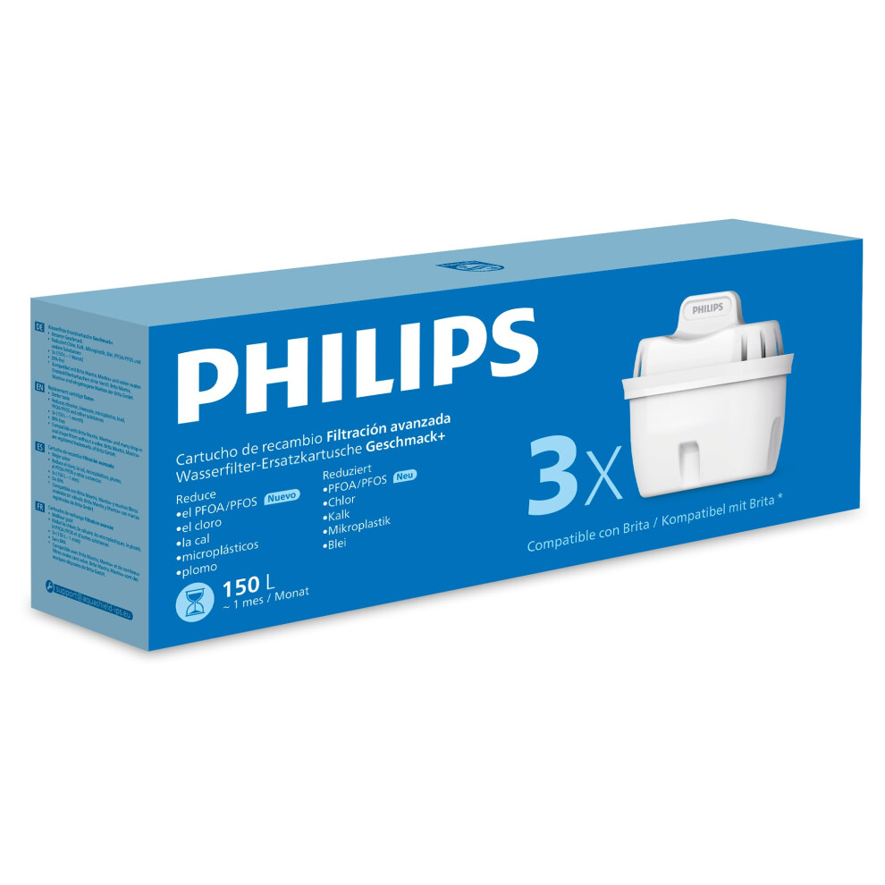 Philips Water Replacement Filter Cartridges Taste 3Pack Reduces Microplasti