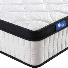 slily 12 Inch Double Mattresses 4ft6 for Back Pain Relief, Hybrid Pocket Sprung Memory Foam Mattress with Cool & Supportive, 7-Zone Medium Firm Mattr