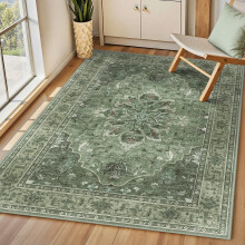 INOVADAY Machine Washable Rugs 90x150 cm Vintage Area Rug Low Pile AntiSlip