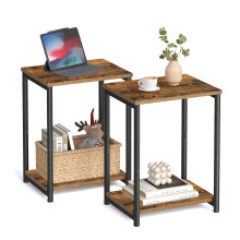 VASAGLE Set of 2 Side Tables - 2-Tier Sofa Side Tables