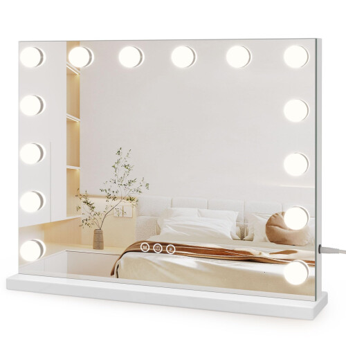 Dripex Dripex Hollywood Vanity Mirror with Lights, 5042cm, 14 LED Bulbs, White | 3 Colour Modes, Adjustable Brightness, Memory Function