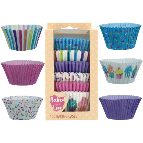 Baked with Love Pastel Cupcake Cases 50mm Baking Cups Multicoloured Greasep