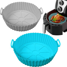 Yikki 2 Pack Silicone Air Fryer Liners, Reusable Airfryer Accessories, Kitchen Accessories Compatible with Ninja, Tower, COSORI, Baking Tray for 3 to