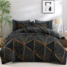 DJY Duvet Cover Set King Size 3Piece black Bedding Set WrinkleResistant