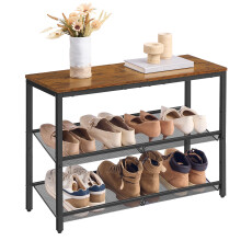 VASAGLE Shoe Rack Shoe Storage 3 Levels Large Surface Adjustable Grid Shelv