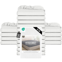 Utopia Bedding Fitted Sheet King Bulk Pack of 20 White 12 Inch 30cm Deep