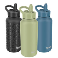 SHO Guzzler Water Bottle with Straw Lid Leakproof Dishwasher Safe BPA Free