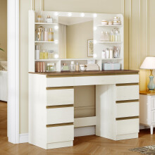 Hzuaneri Dressing Table with Bulb Light Vanity Desk with 1 Large Drawer and
