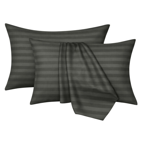 Moonlight Bedding Pillow Cases 4 pack  Olive Green Stripe 50x75cm Luxury Pi