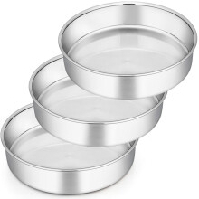 Homikit Cake Tin 9½inch Round Cake Tin Mould Set of 3 Layer Cake Tins Stain