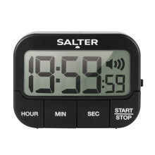 Salter 355 BKXCDU Digital Kitchen Timer - LCD Display, Loud Clock Timer, Magnetic Cooking Stopwatch, Self Standing, Count Up Or Down,19 Hours 59 Minu