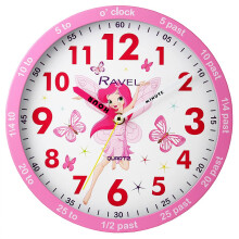 Ravel Childrens 25cm Time Teacher Wall Clock Pink Fairy