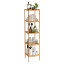 SONGMICS 5Tier Bamboo Bathroom Shelf Freestanding Narrow Shelf Unit Multifu