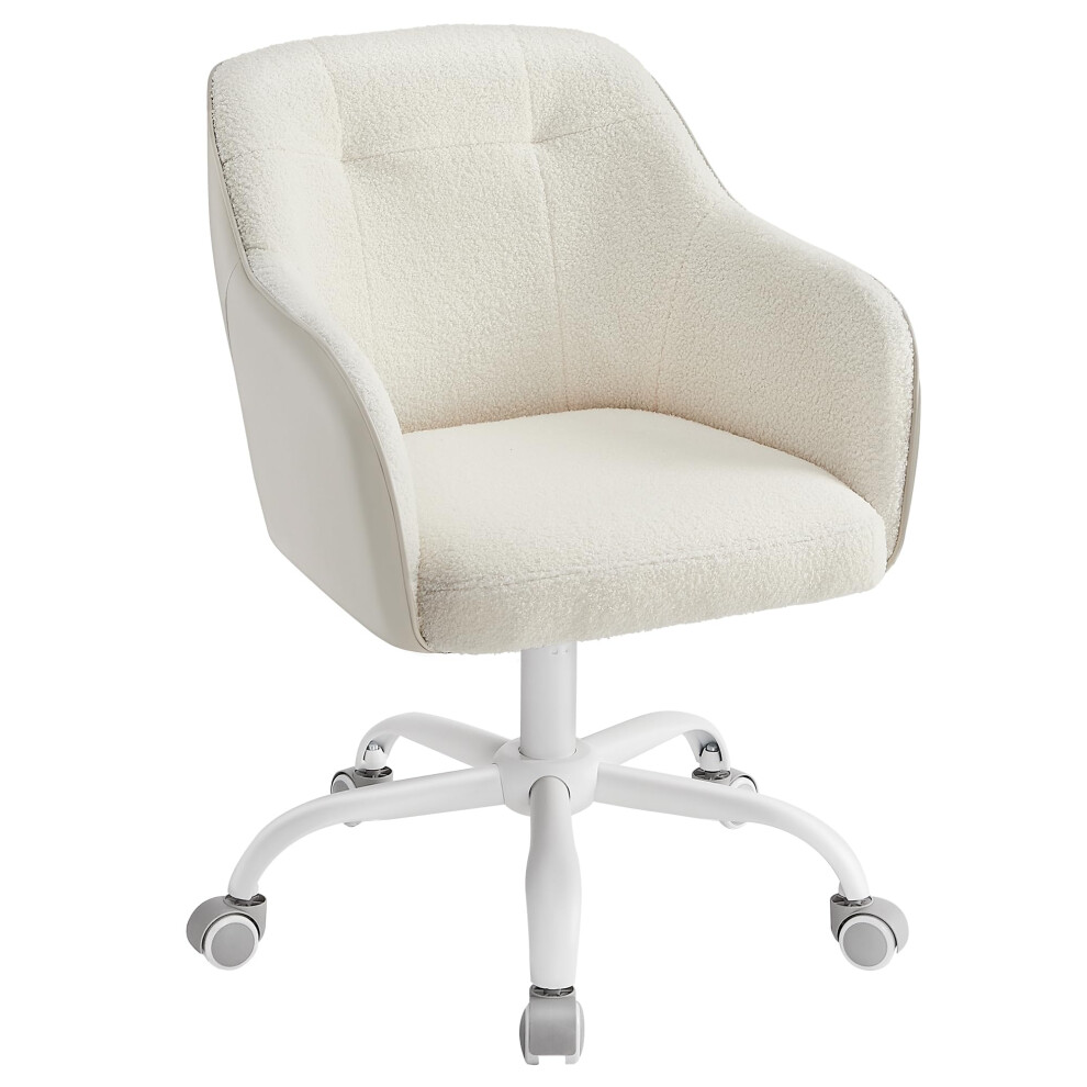 Songmics Office Chair, Swivel Chair, Desk Chair, Makeup Vanity Chair, Adjustable Height, Armrests, 110 Kg Load, Sherpa Fabric And Pu, Home Office, St