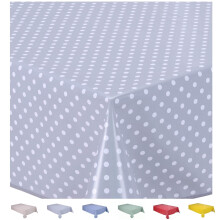 Home Direct Rectangular Oilcloth PVC Wipe Clean Tablecloth 140cm x 180cm 55x70 Small Polka Dot Light Grey