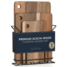 Premium Acacia Wood Chopping Board Set 3 Thick Wooden Chopping Boards with