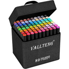 Vallteng 80 Colours Permanent Art Markers Twin Marker Pen Broad Fine Point