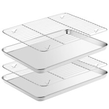 Fire More Baking Tray with Wire Rack Stainless Steel Cookie Sheet Pan Set 2