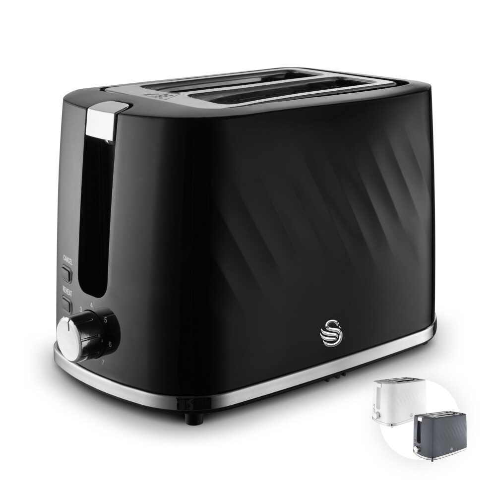Swan Windsor 900W 2 Slice Toaster With Chrome Accents Black