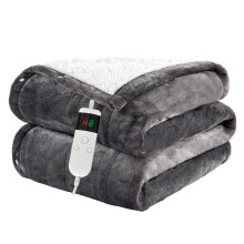 Qieryun Heated Throw 130X160cm Electric Blanket 10 Heating Settings 18h Tim