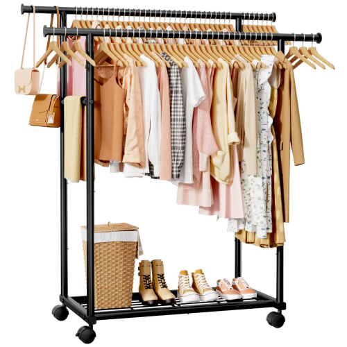 Sakugi Clothes Rail - Double Rod Clothes Rack with Fixed Extension Rod