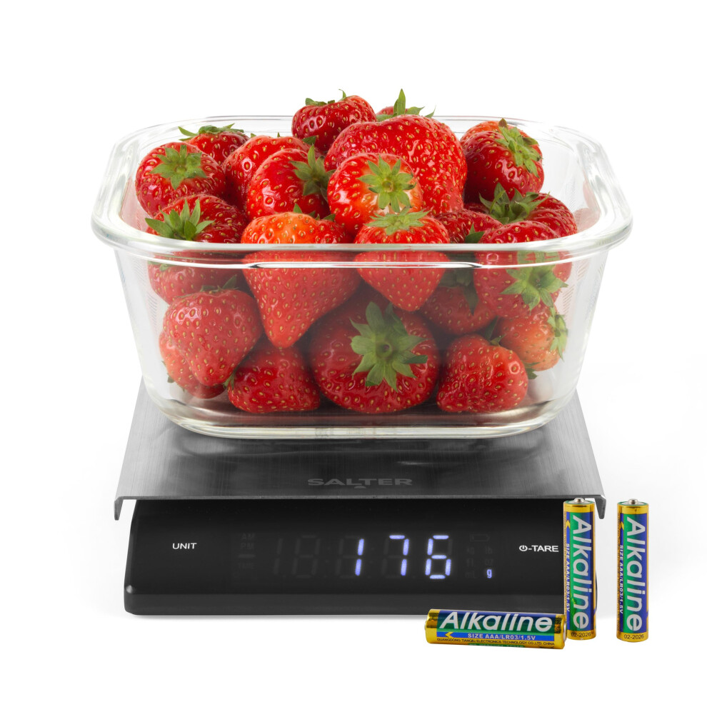 Salter Angled Display Kitchen Scale – Food Weighing Scale 5Kg Capacity Aqua