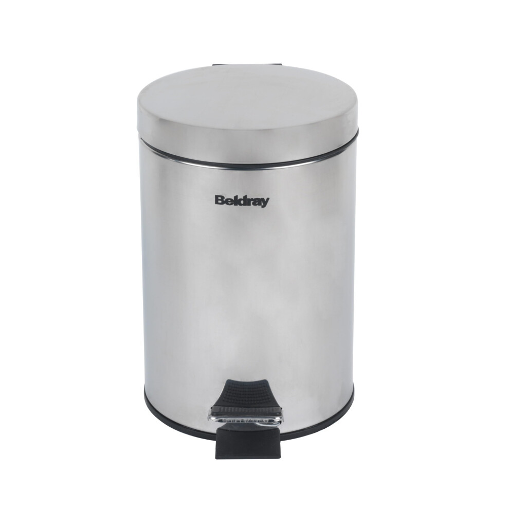 Beldray Bathroom Pedal Bin – Small Round Stainless Steel Sanitary Waste Bin