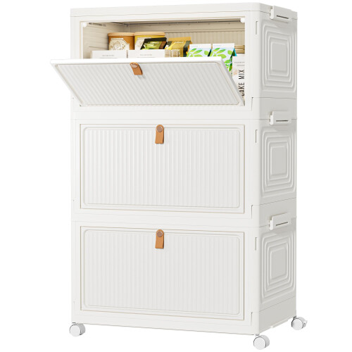 HOMIDEC Storage Boxes with Lids33 Litre 3 Pack Stackable Boxes with WheelsF