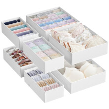 SONGMICS Set of 8 Underwear Drawer Organisers Drawer Dividers Foldable for
