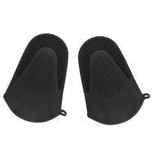 Oven Glove Thicken Silicone Pot Holder Mini Oven Mitt Heat Resistant Pinch Covers for Baking, Cooking, Bbq Grilling (Black)