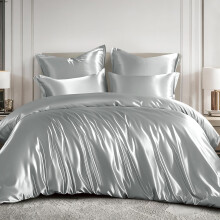 RUIKASI Satin Bedding Set King Size Silky Duvet Cover Set for Hair and Ski