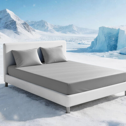 Tokokimo Double Cooling Bed Sheets 35cm Deep Pocket  Microfiber Grey Double