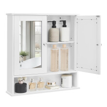 VASAGLE Bathroom Cabinet with Mirror Wall Cabinet with 2 Mirrored Doors and