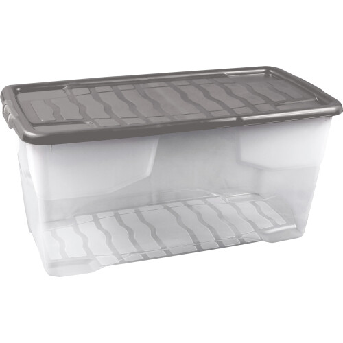 Strata Strata 5 x 80 Litres Curve Plastic Stackable Storage Box & Lid with