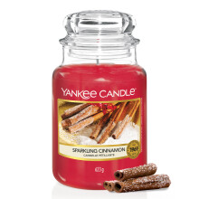 Yankee Candle Scented Candle Sparkling Cinnamon Large Jar Candle Burn Tim