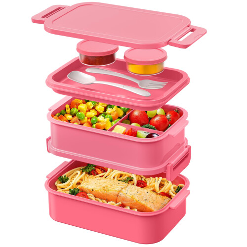 WayEee Lunch Box Adults2130ml Large Capacity Bento Lunch Box with Compartme